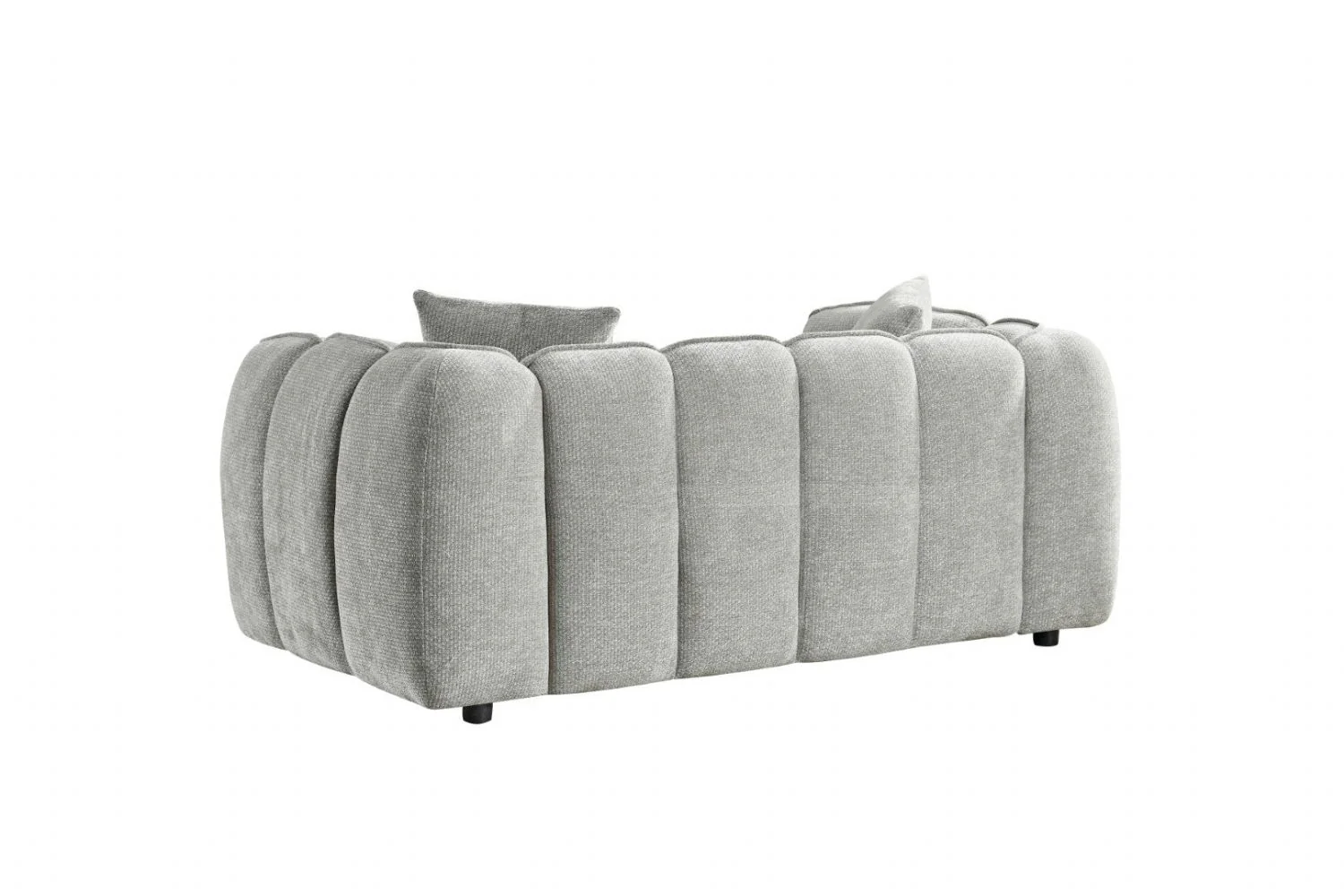 Grey Fabric Channel Tufted 2 Seater Sofa - Image 2