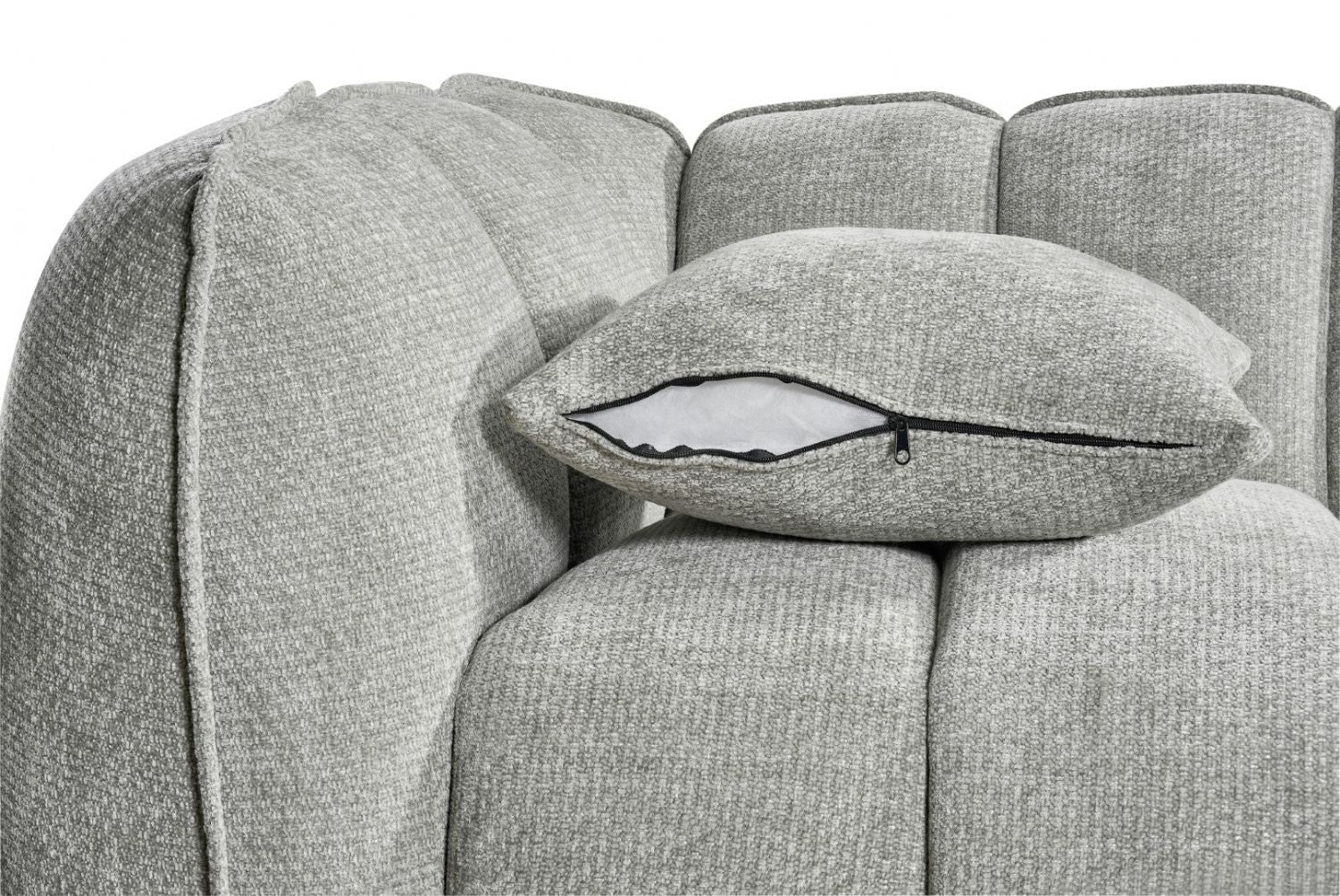 Grey Fabric Channel Tufted 2 Seater Sofa - Image 5