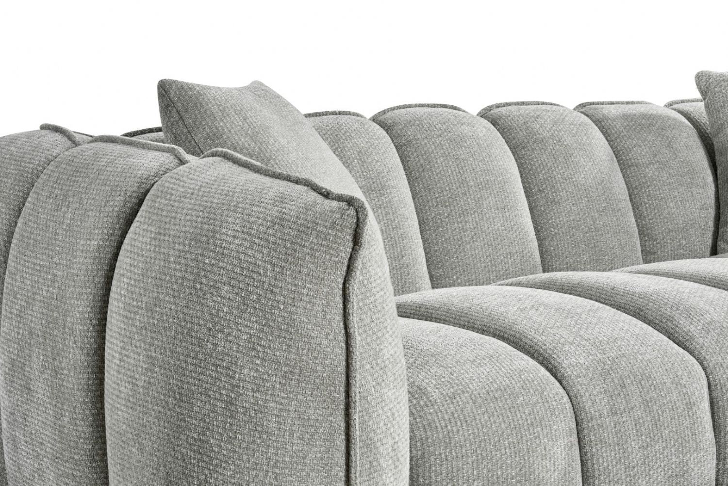 Grey Fabric Channel Tufted 2 Seater Sofa - Image 6