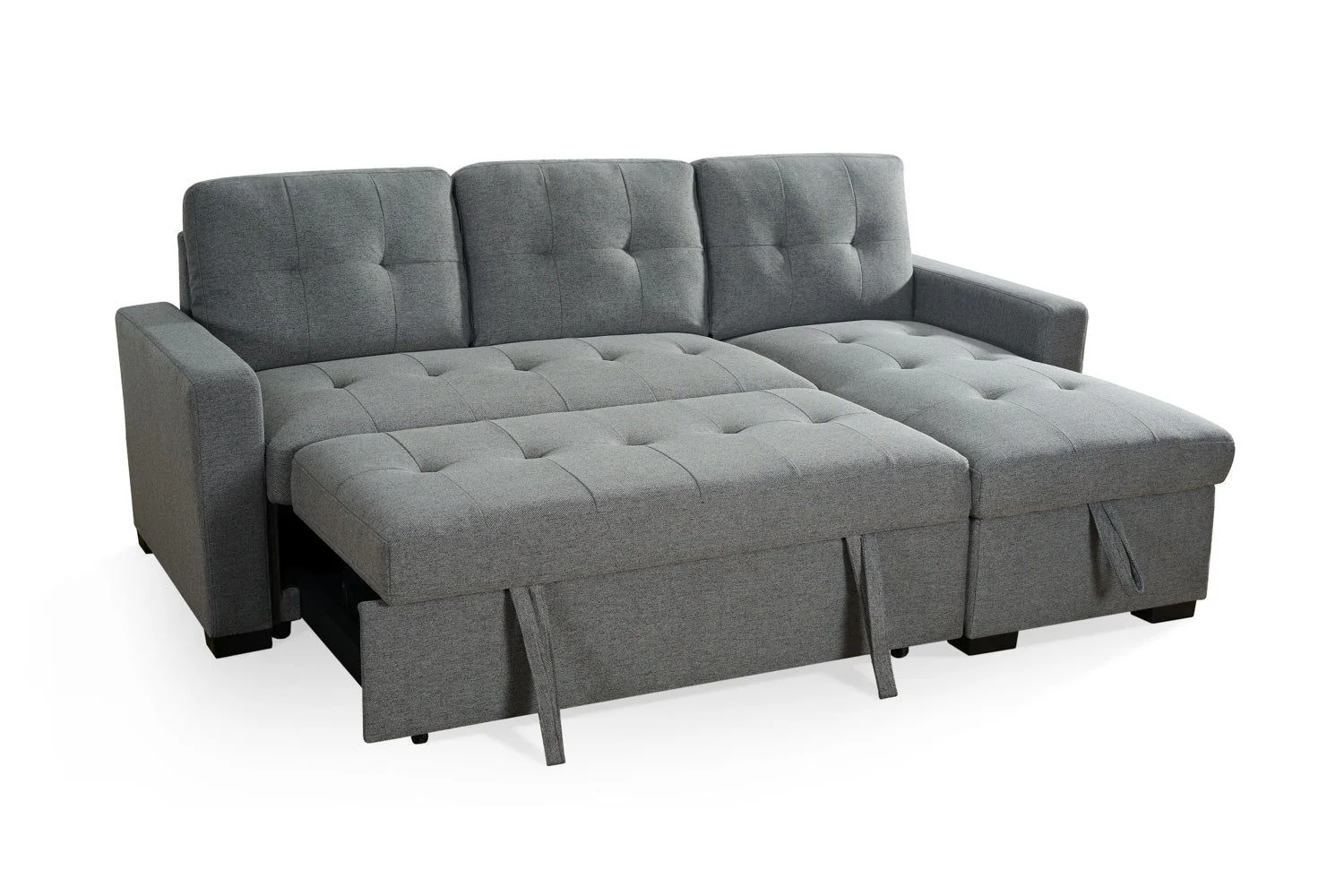 Grey Fabric Corner Sofabed with Removable Cushions - Image 2