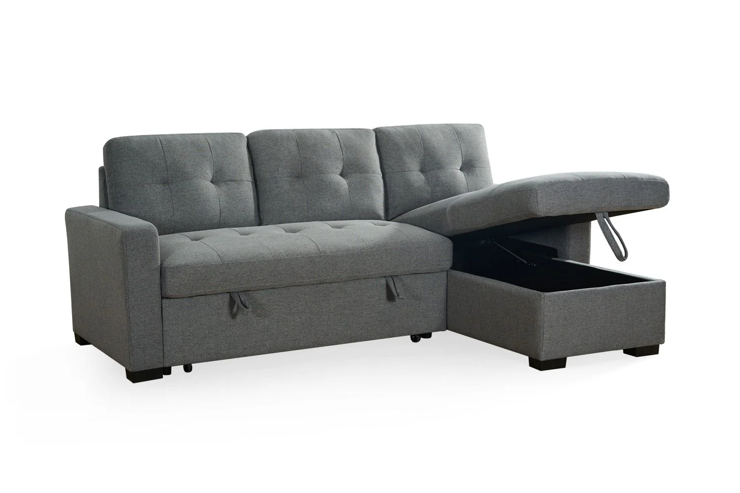 Grey Fabric Corner Sofabed with Removable Cushions - Image 3