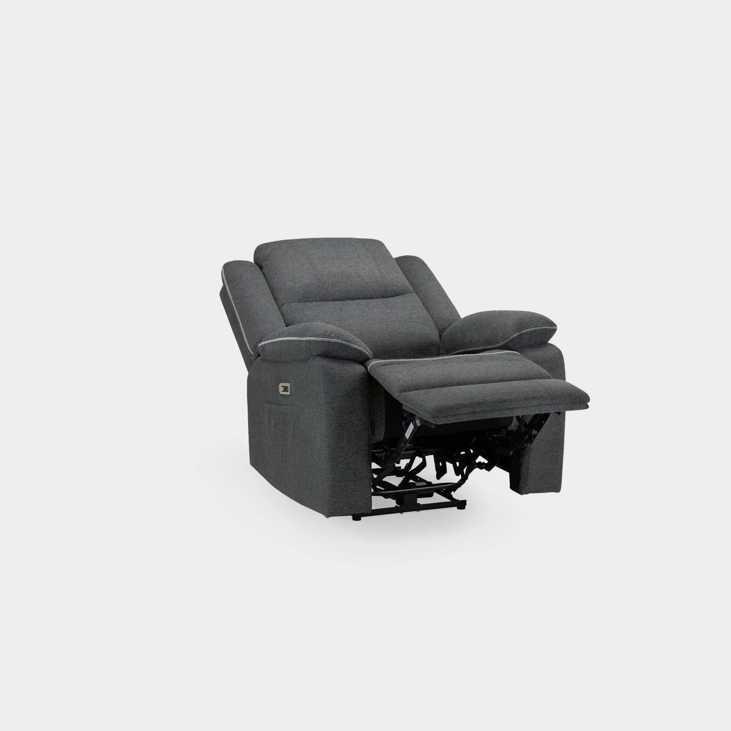 Grey Fabric Electric Recliner Armchair with Cup Holder - Image 4