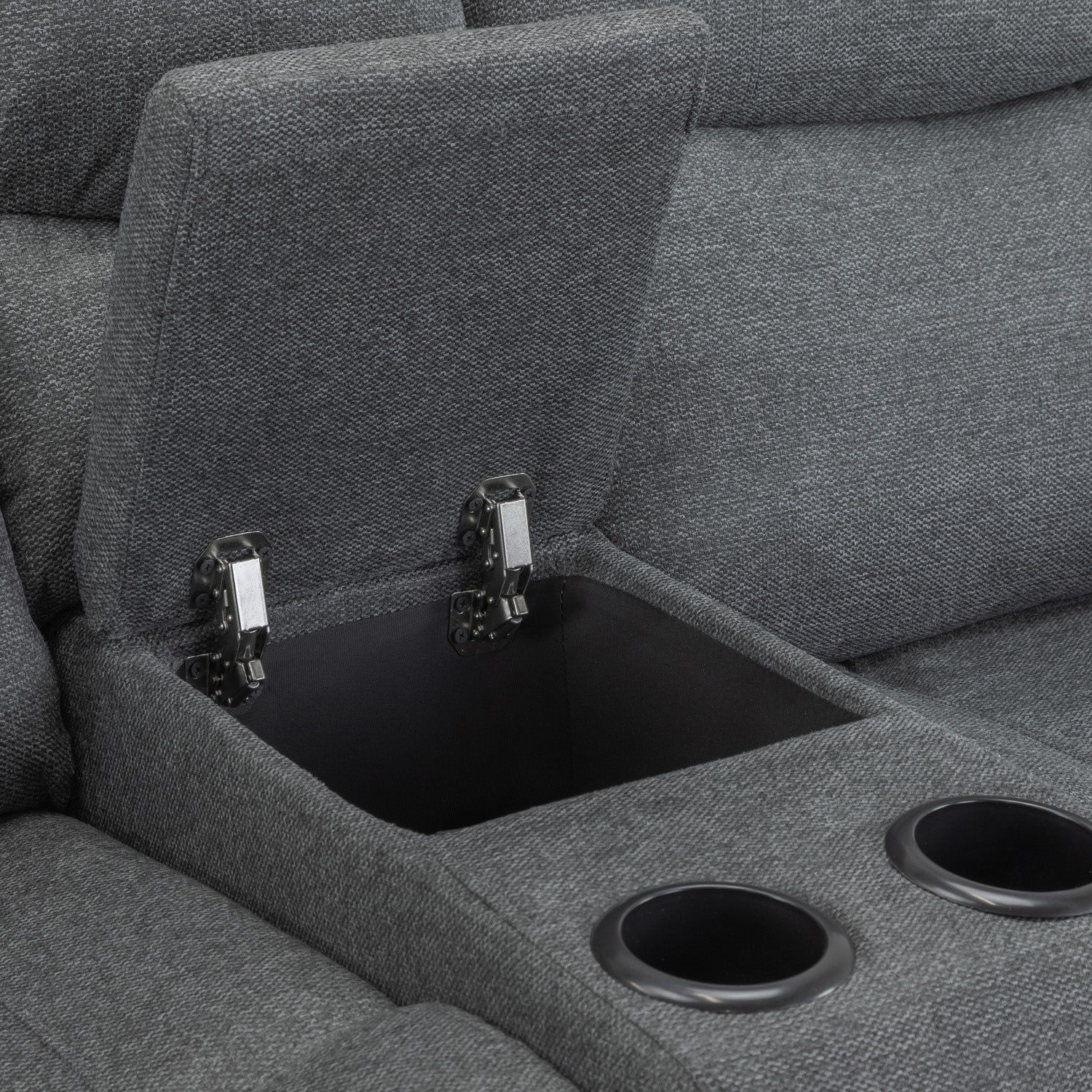 Grey Fabric Electric Recliner Armchair with Cup Holder - Image 6