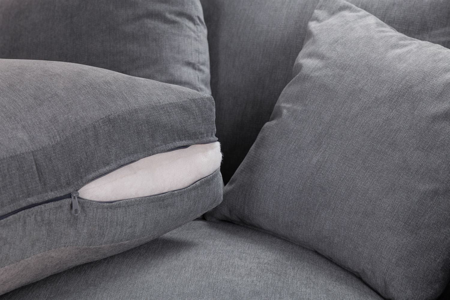 Grey Fabric Foam Filled Cushion Top Footstool - Image 5
