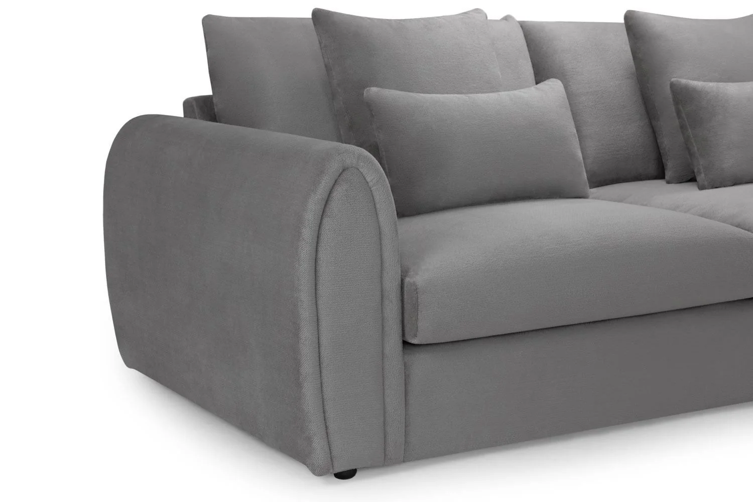 Grey Fabric Upholstered Large Corner Group Sofa Curved Arms - Image 5