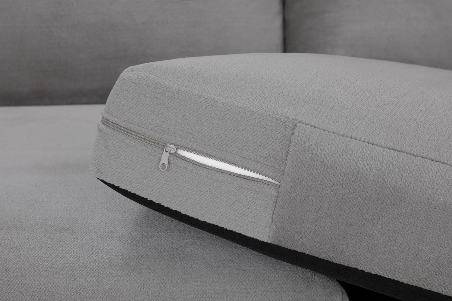 Grey Fabric Upholstered Large Corner Group Sofa Curved Arms - Image 7