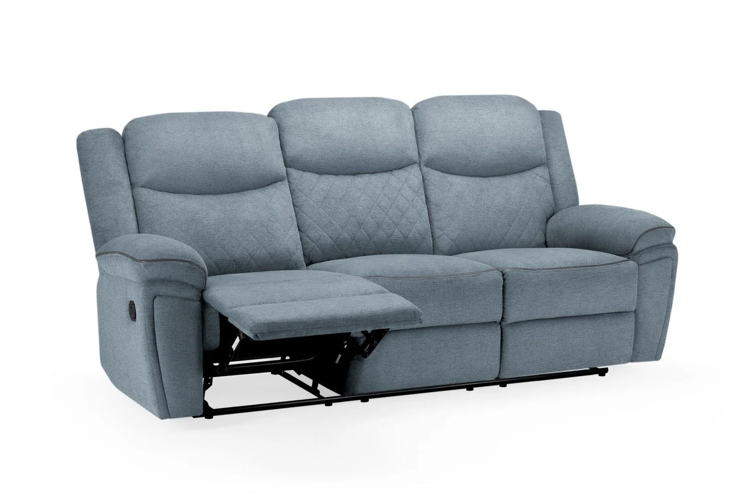 Grey Fabric Manual 3 Seater Recliner Sofa - Image 5