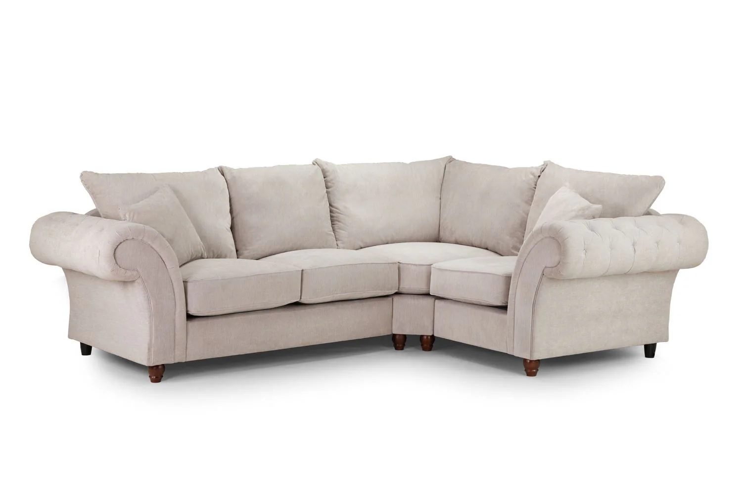 Grey Fabric Pillow Back Corner Sofa Right Hand Facing