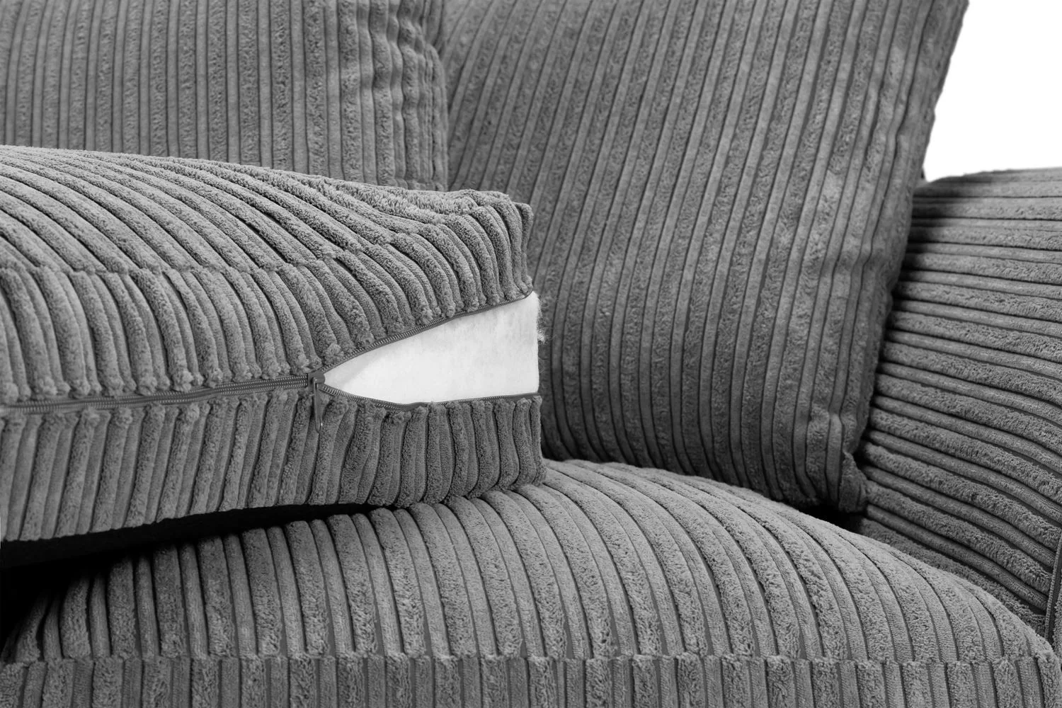 Grey Fabric Scatter Back 3 Seater Sofa - Image 7