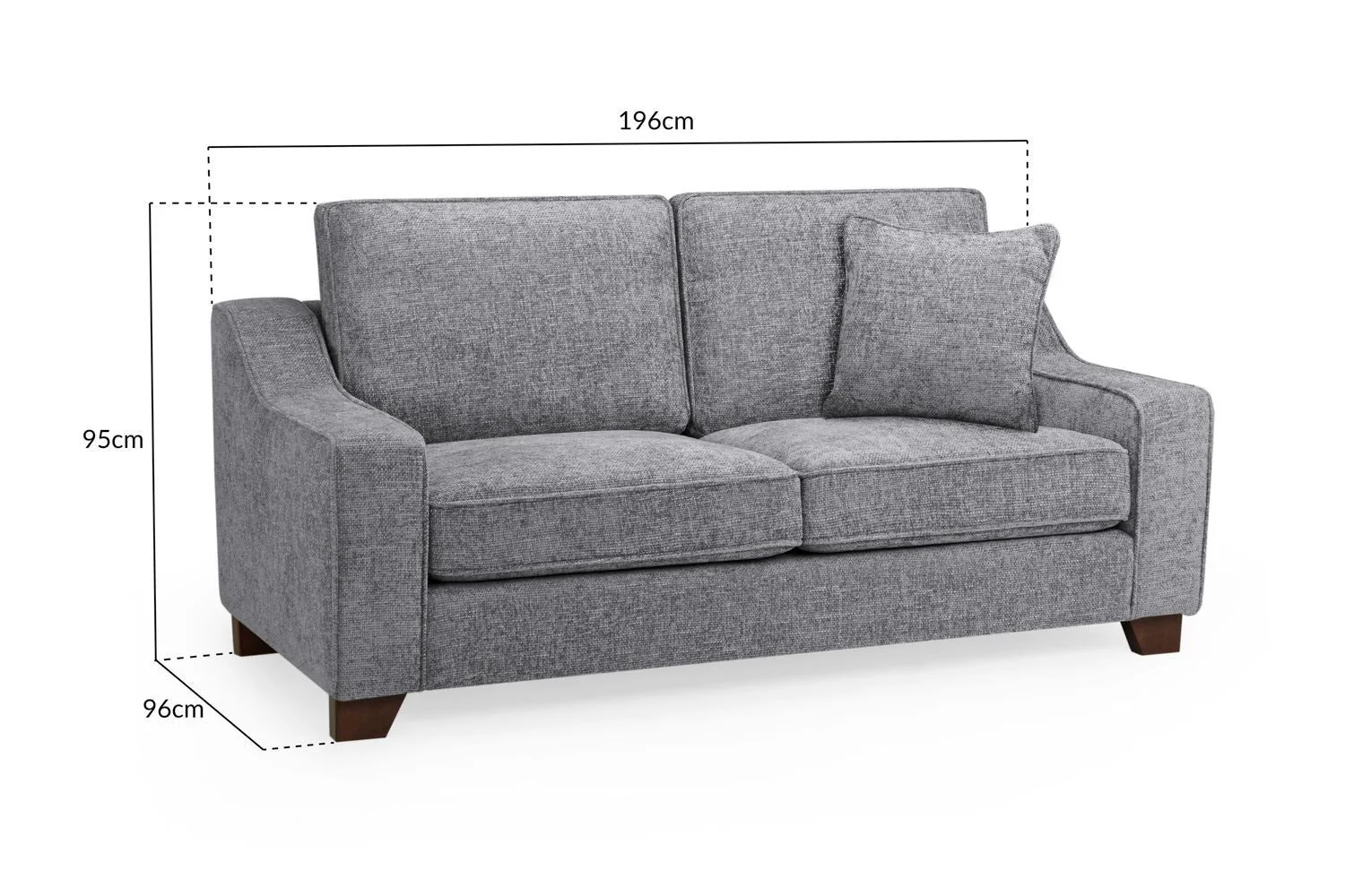 Grey Fabric Standard Back 3 Seater Sofa - Image 3