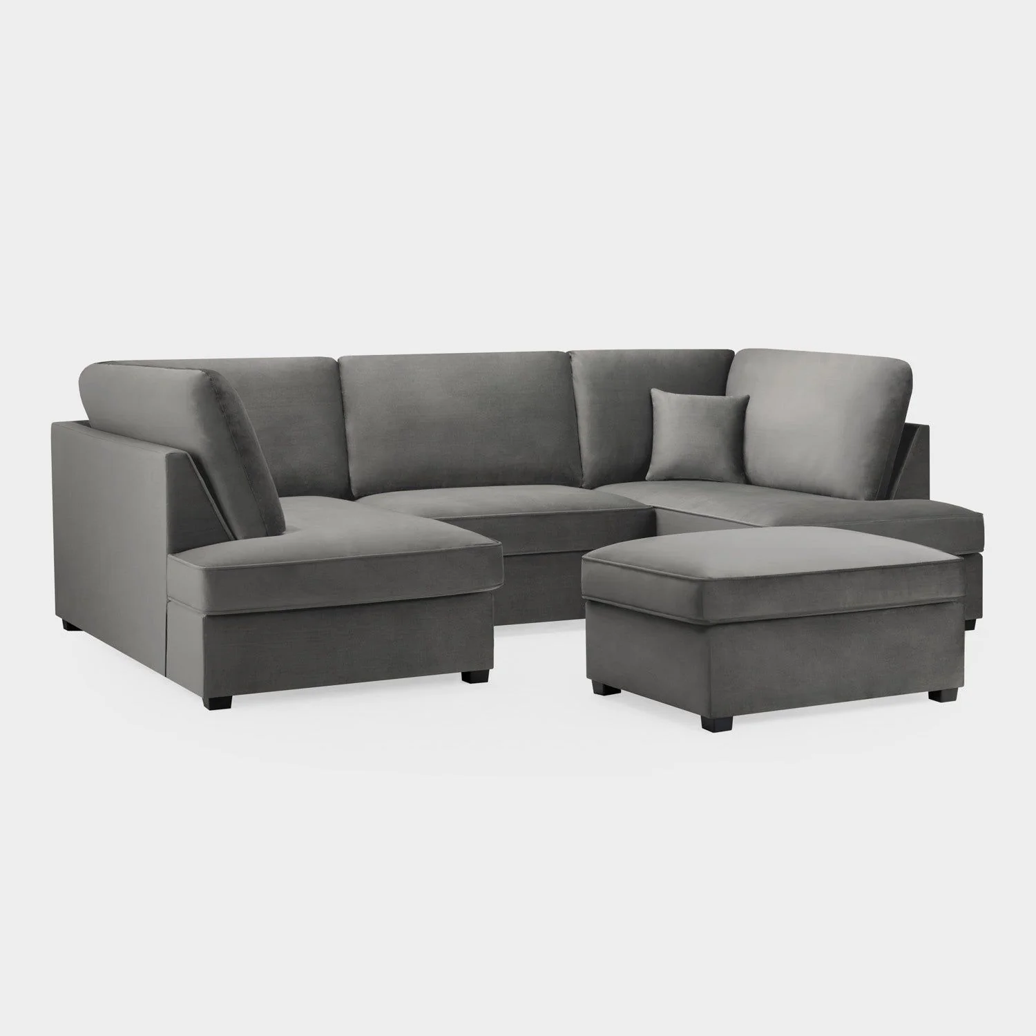 Grey Fabric U Shaped Fullback Corner Group Sofa