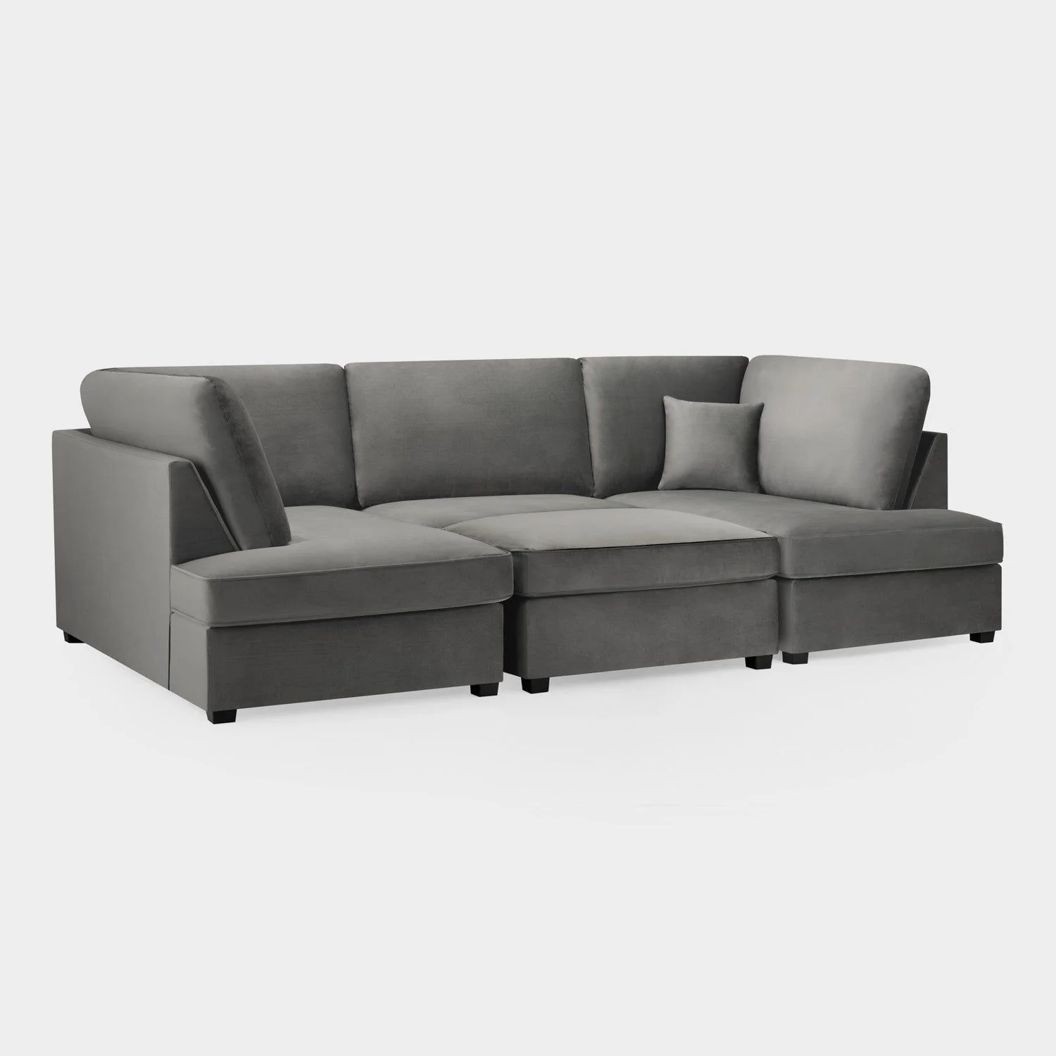 Grey Fabric U Shaped Fullback Corner Group Sofa - Image 4