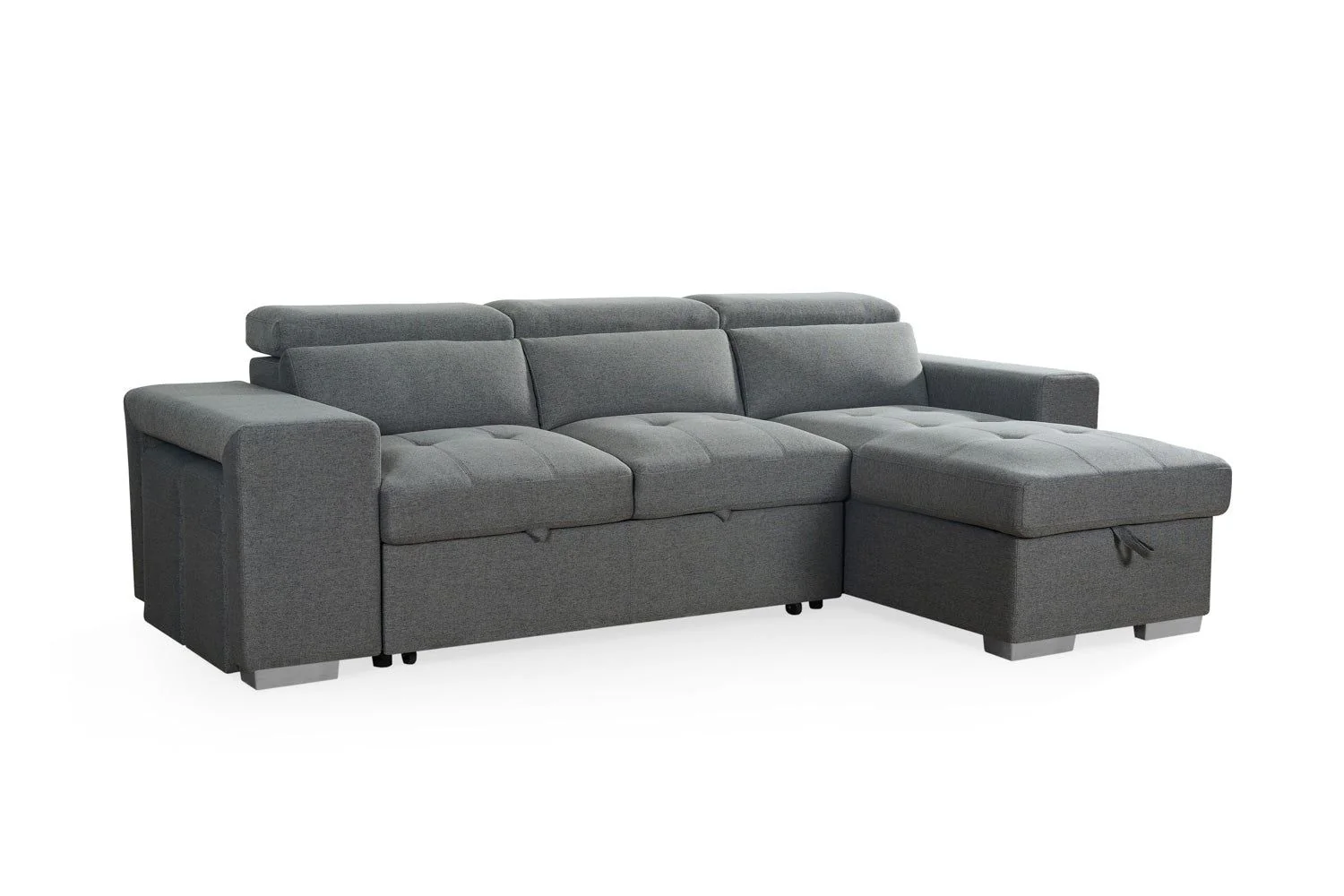 Grey Fabric Universal Corner Sofabed with Storage - Image 8