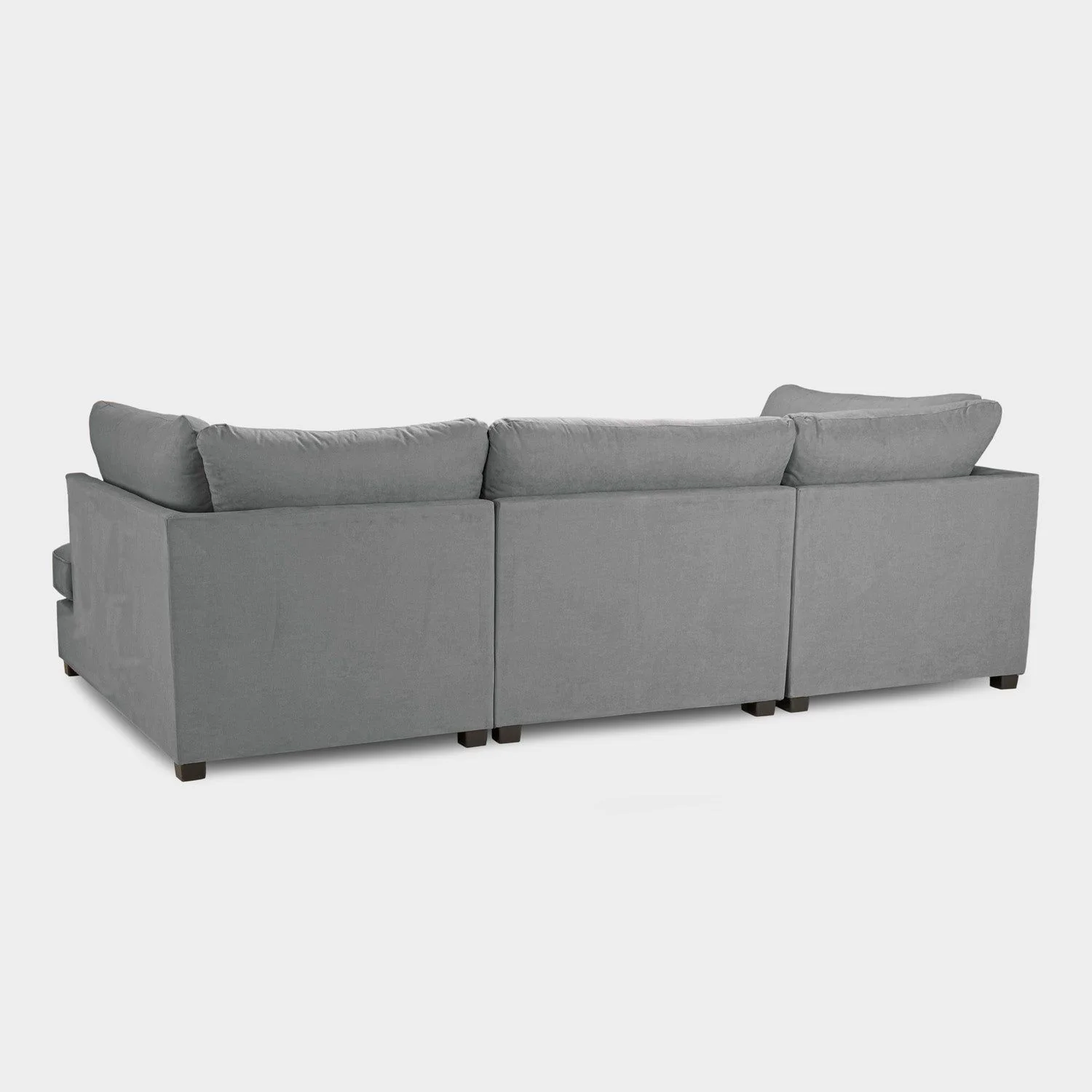 Grey Fabric Upholstery U Shape Corner Sofa Black Feet - Image 3