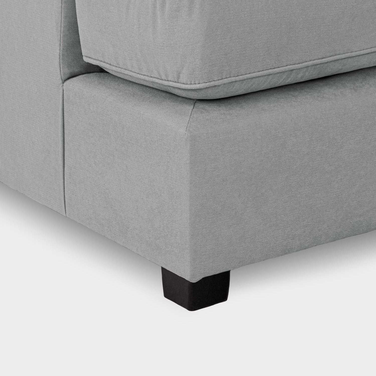 Grey Fabric Upholstery U Shape Corner Sofa Black Feet - Image 6