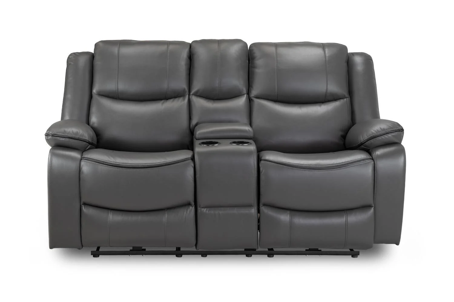 Grey Leather 2 Seater High Back Electric Recliner Sofa - Image 3