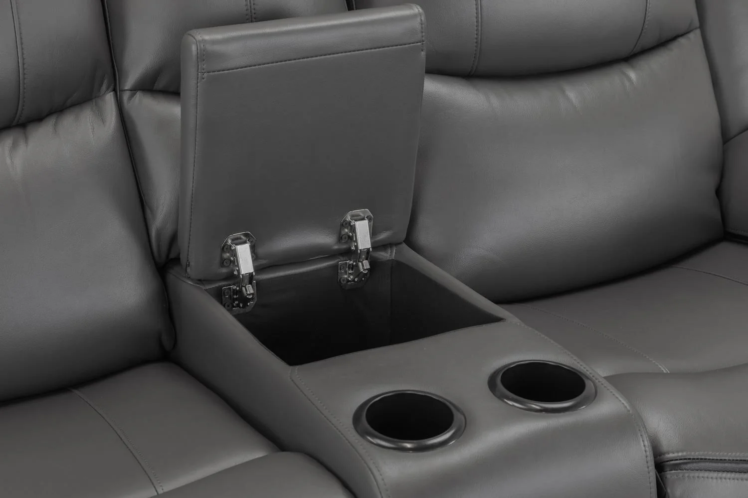 Grey Leather 2 Seater High Back Electric Recliner Sofa - Image 8