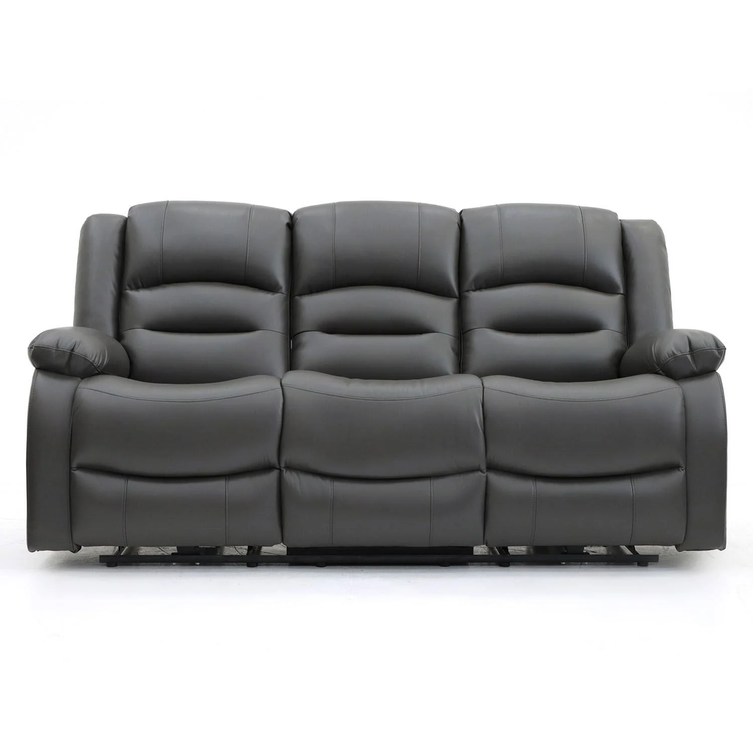 Grey Leather Effect 3 Seater Electric Recliner Sofa - Image 2