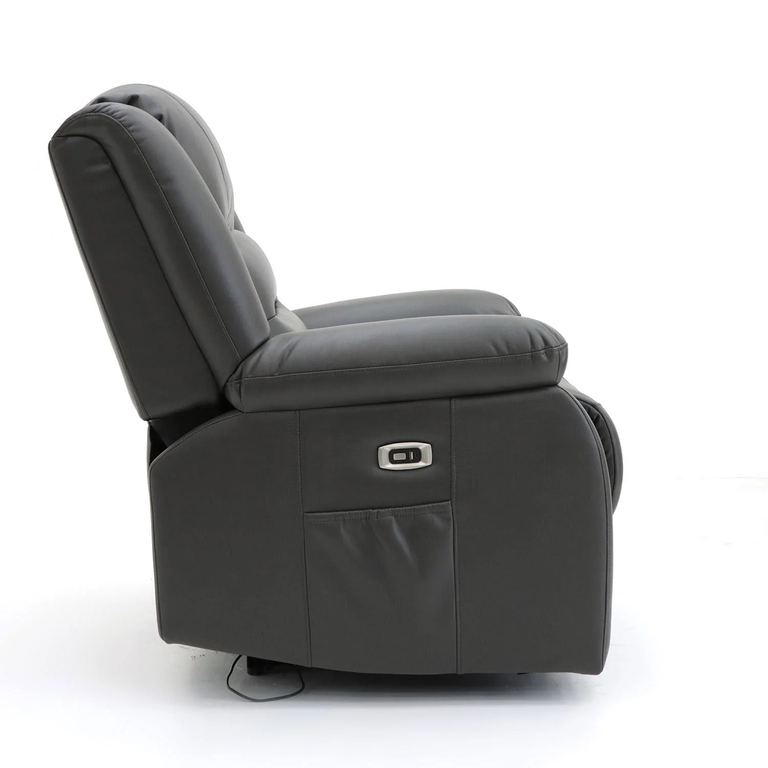 Grey Leather Effect 3 Seater Electric Recliner Sofa - Image 3