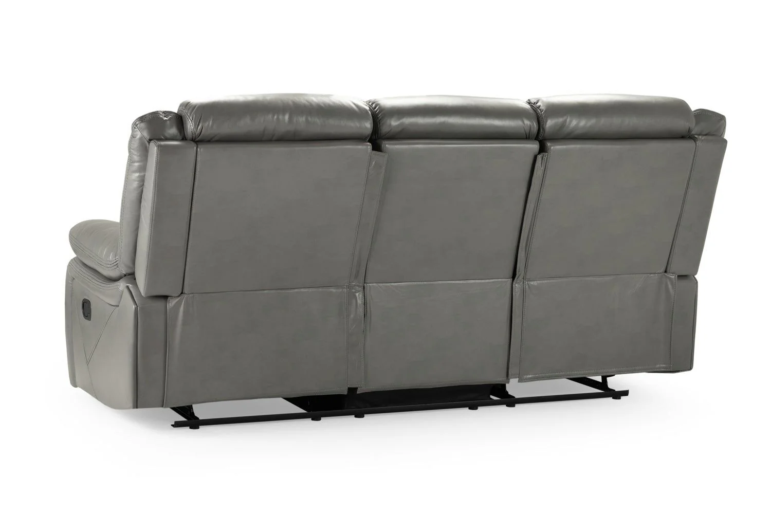 Grey Leather Effect 3 Seater Manual Recliner Sofa - Image 7