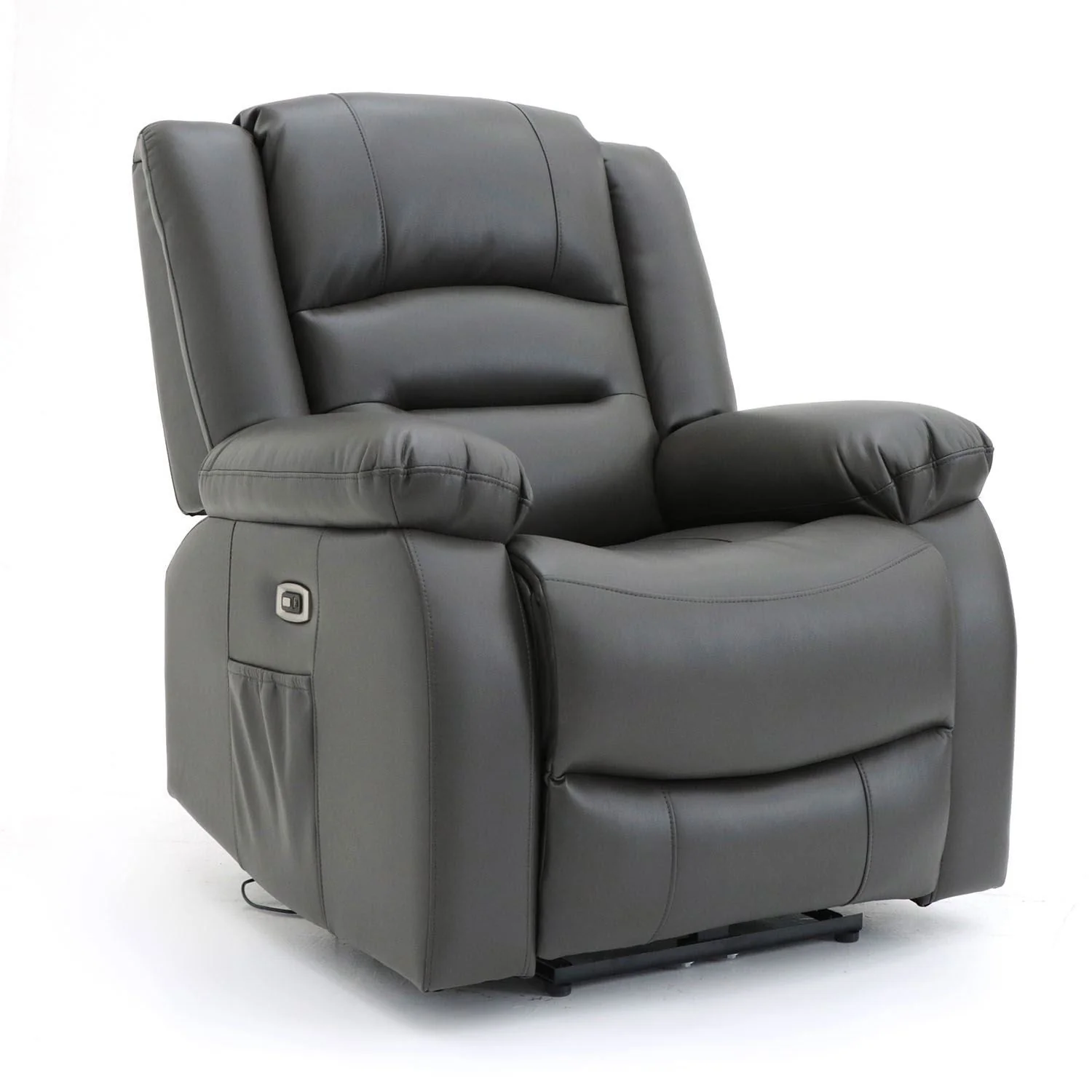 Grey Leather Effect Electric Recliner Armchair