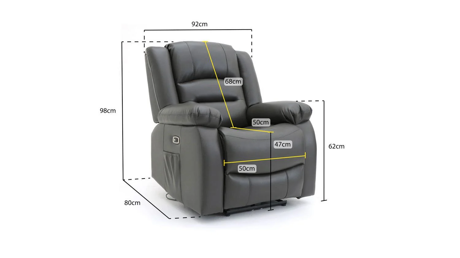 Grey Leather Effect Electric Recliner Armchair - Image 4
