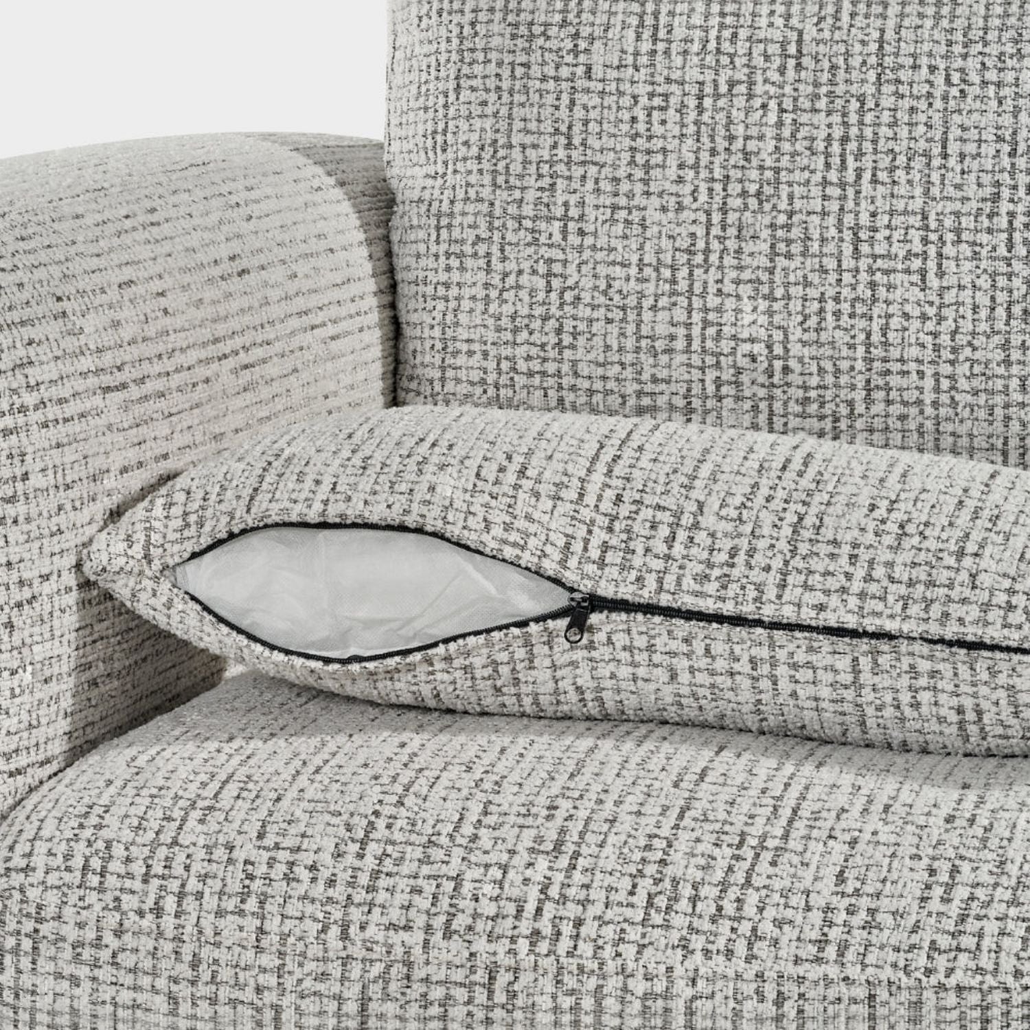 Grey Textured Fabric 3 Seater Sofa Laid Back Design - Image 5
