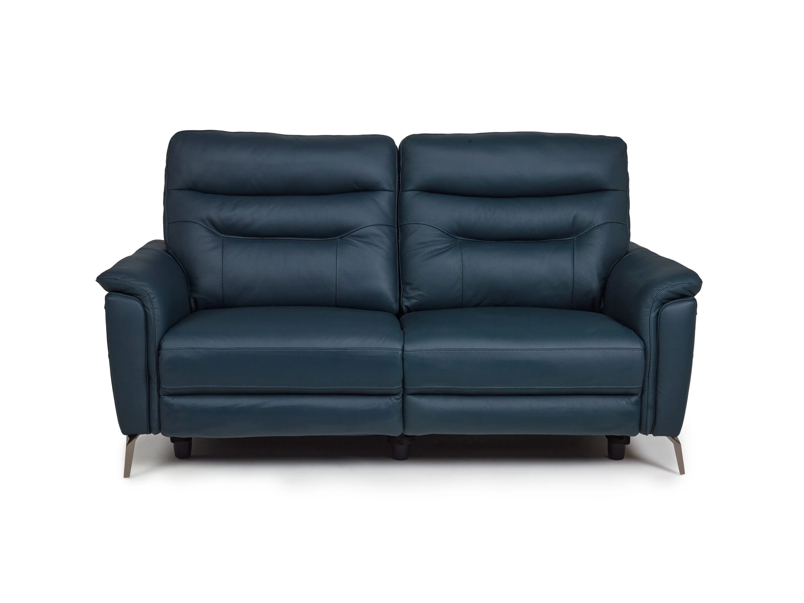 Megan Original Reclining Navy Blue Real Leather Sofas - Image 4