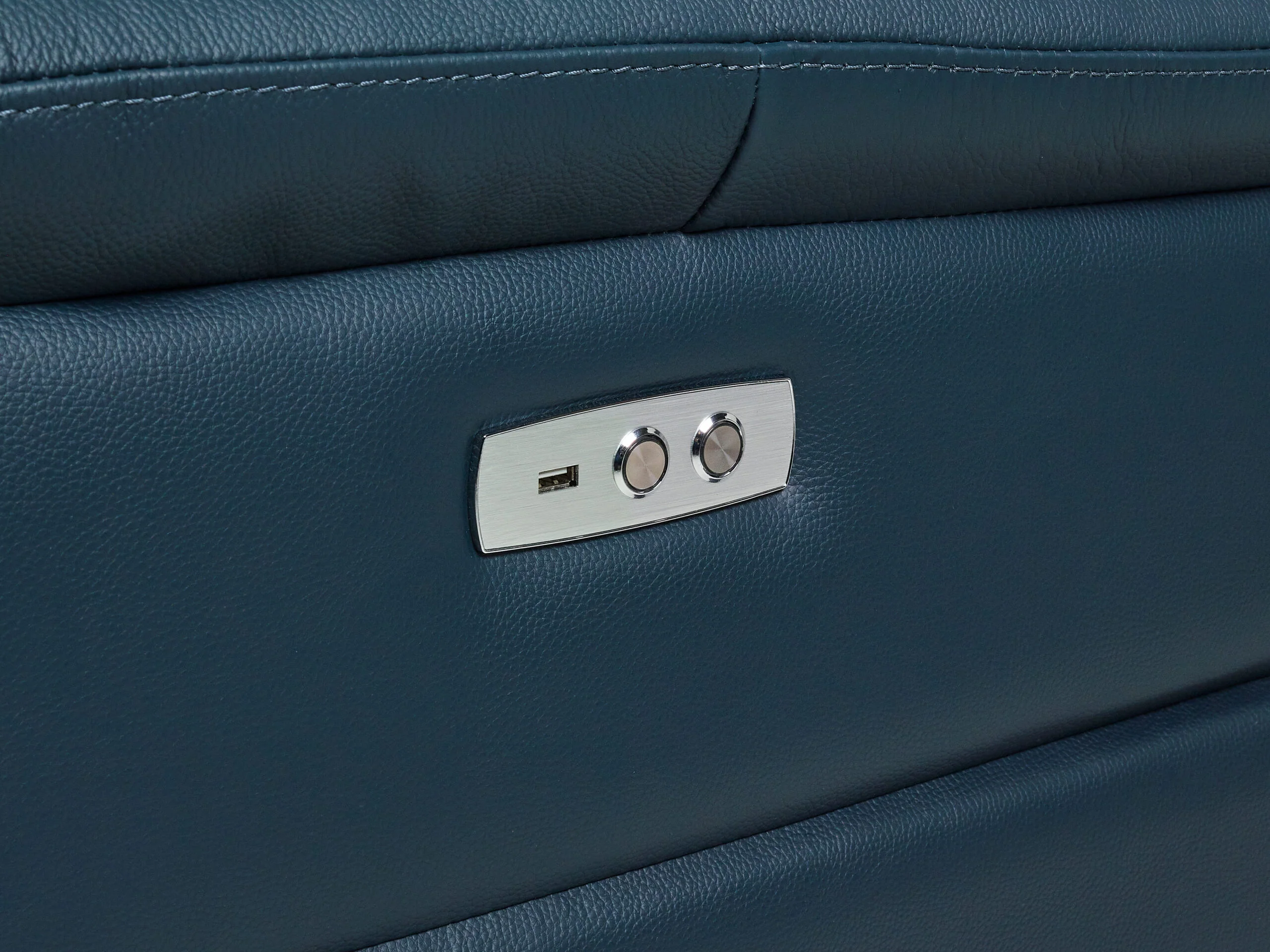 Megan Original Reclining Navy Blue Real Leather Sofas - Image 7