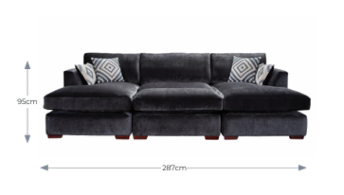 Felix U Shape Large Double Ended Chaise Fabric Cinema Sofa with Sofa Bed Option - Image 8