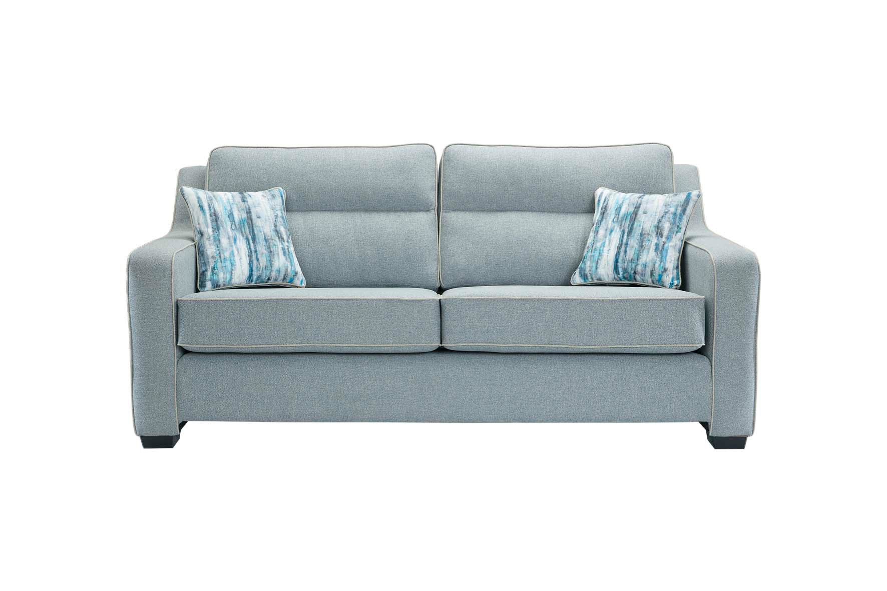 Milan Modern Elegance 2 Seater Garda Petrol Blue Fabric Sofa With Cushions - Image 3
