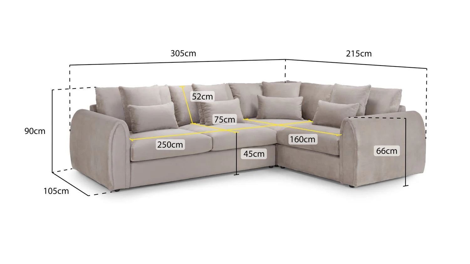 Mocha Chenille Fabric Right Hand Facing Corner Sofa - Image 3
