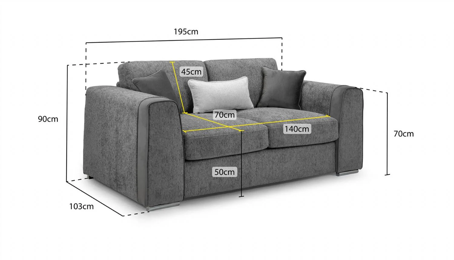 Mocha Chenille Fabric Standard Back 2 Seater Sofa - Image 3