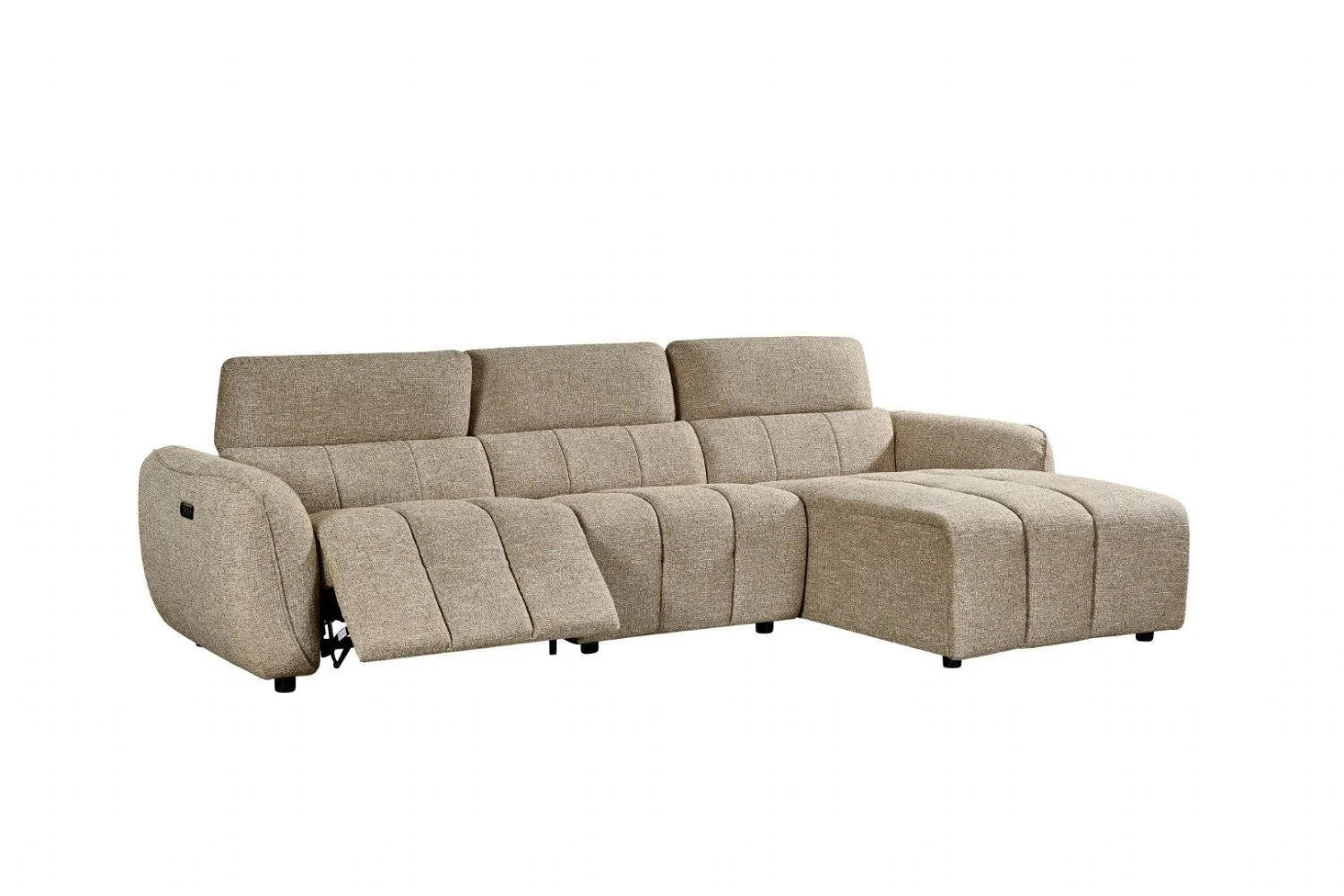 Mocha Fabric Electric Recliner Corner Sofa Right Hand Facing - Image 2