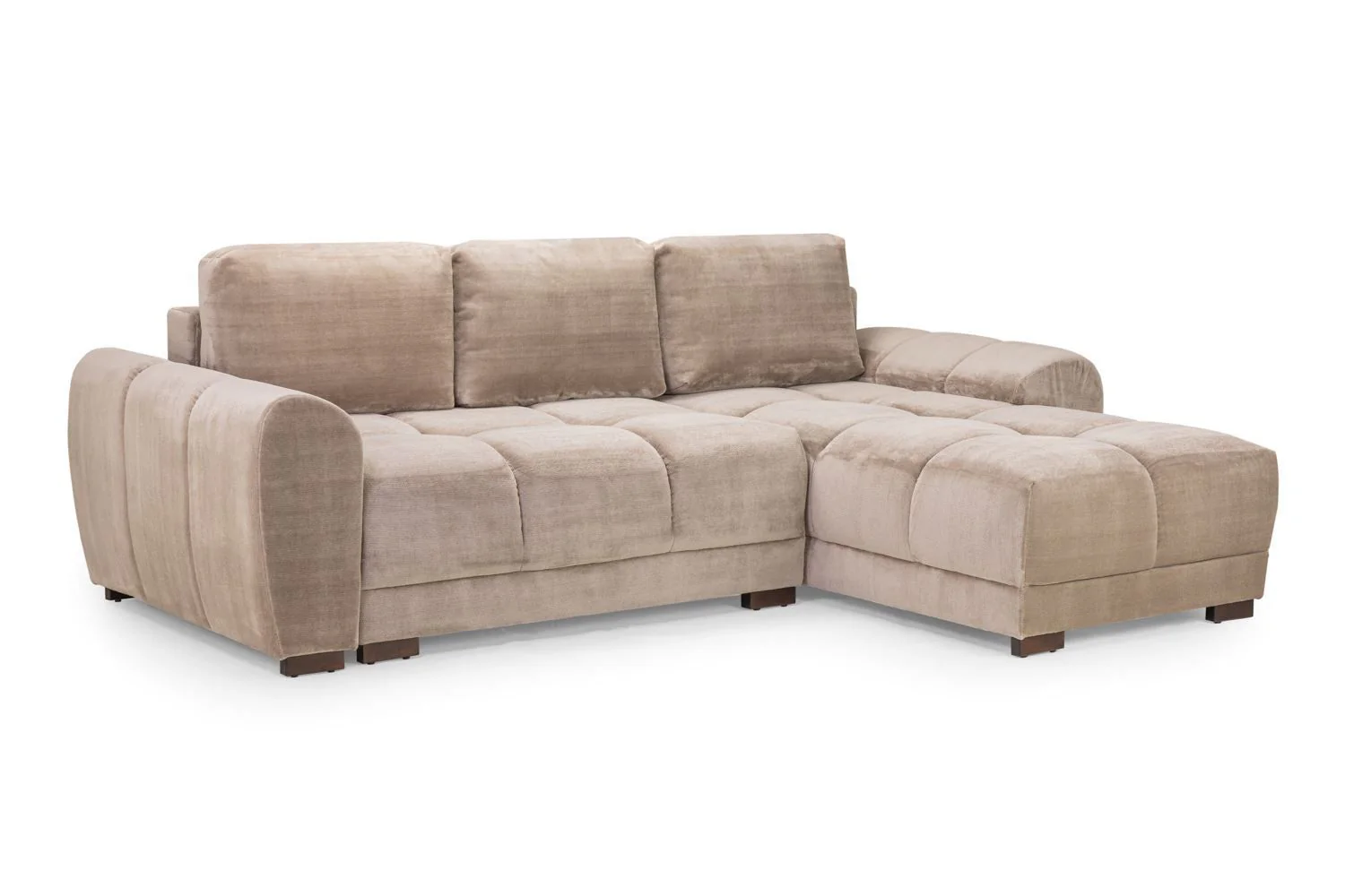 Mocha Velvet Upholstery Large Convertible Corner Sofabed - Image 7