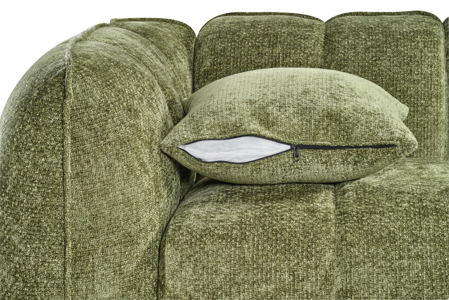 Olive Green Fabric Channel Tufted Design 2 Seater Sofa - Image 3