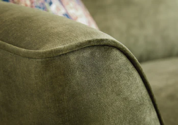 Rome 3 Seater Sofa In Dove Olive Green Fabric With Round Wooden Legs - Image 10