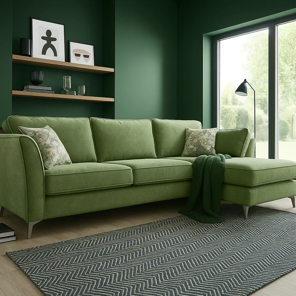 Rome Chaise L Shape Corner Sofa For Elderly In Aston Mustard Yellow Fabric With Metal Angled Feet - Image 17