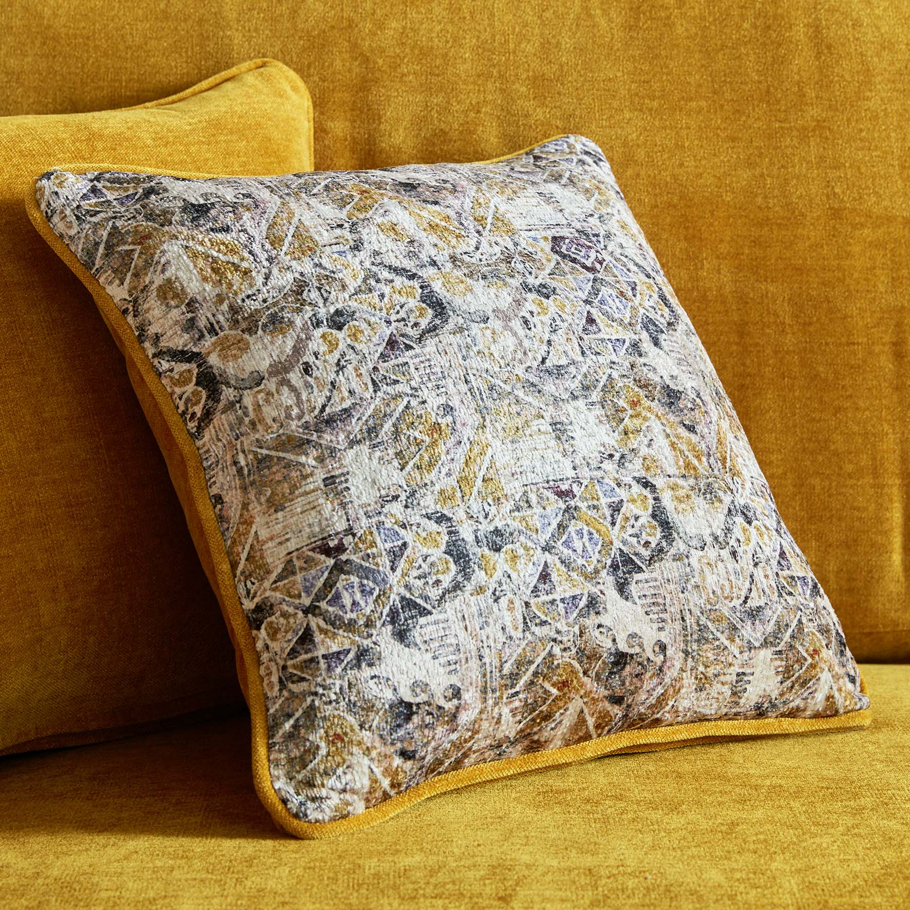 Rome Chaise L Shape Corner Sofa For Elderly In Aston Mustard Yellow Fabric With Metal Angled Feet - Image 6