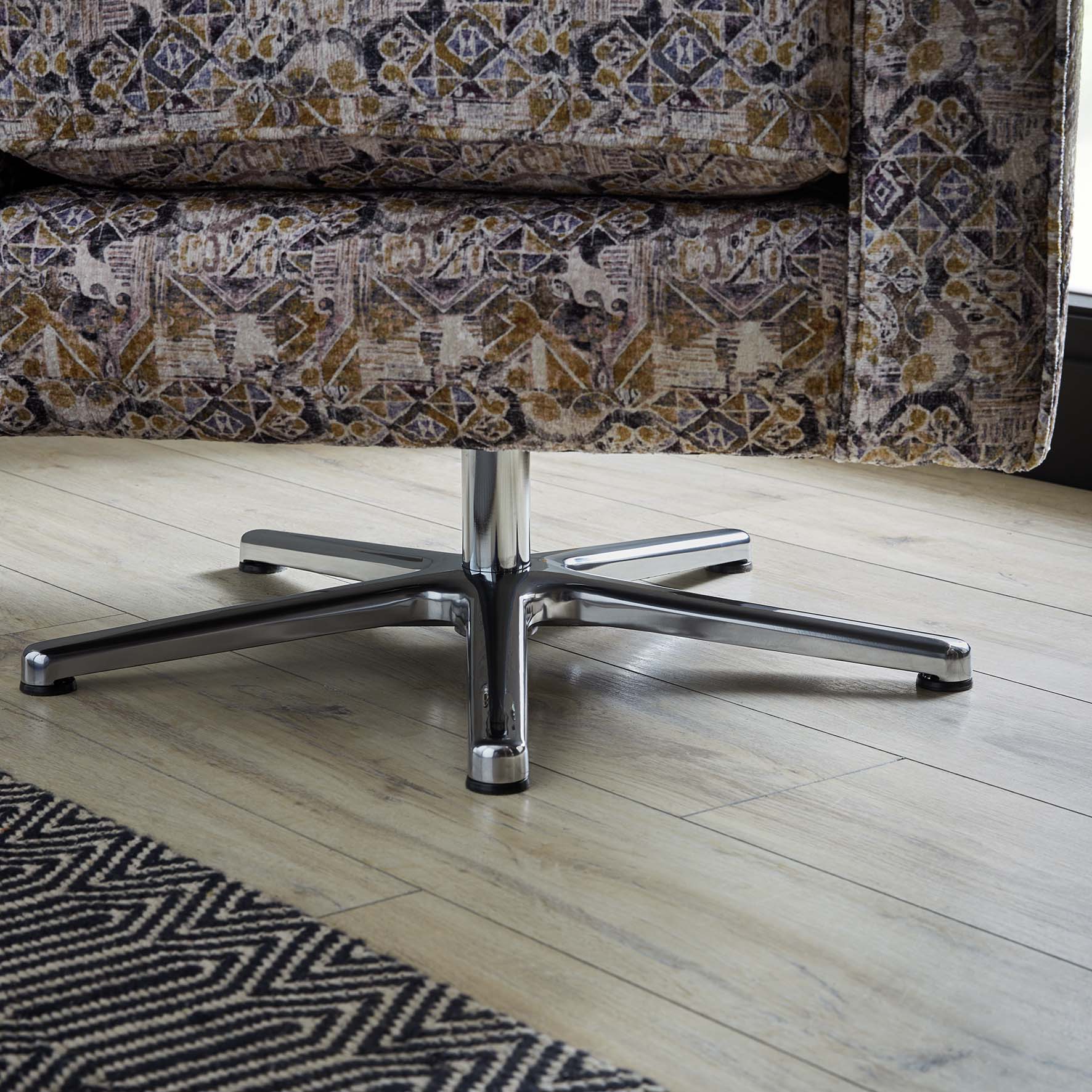 Rome Handmade Swivel Chair For Elderly in Accent Patterned Fabric With Swivel Base - Image 5