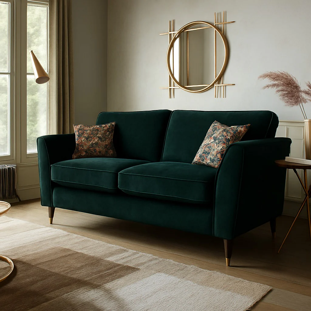 Rome Plush Dove Olive Green Fabric Sofa With Round Wooden Castor Bottom Legs For Elderly - Image 15