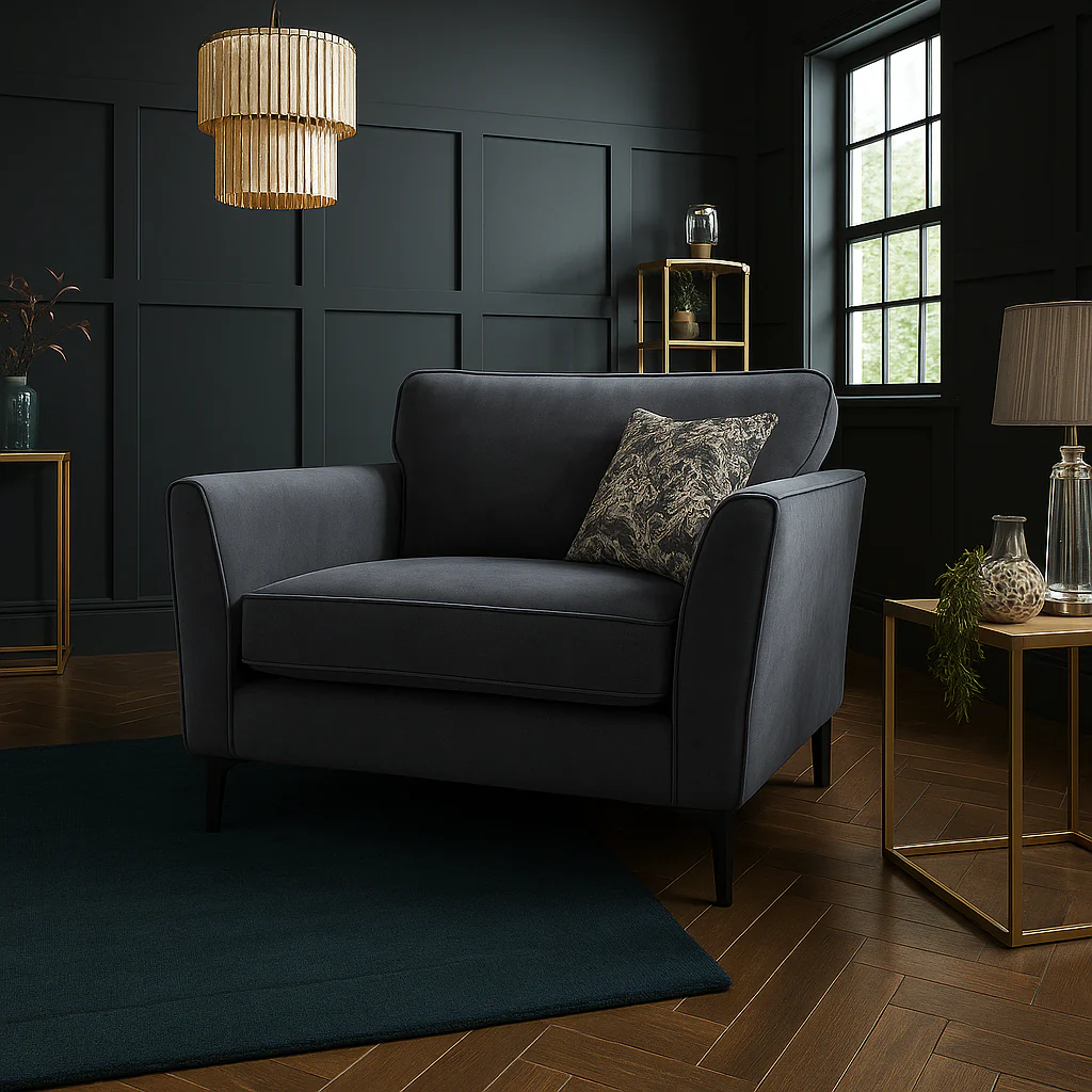 Sebastian Elegance Sofas In Plush Elephant Gray Fabric With Cushions - Image 18