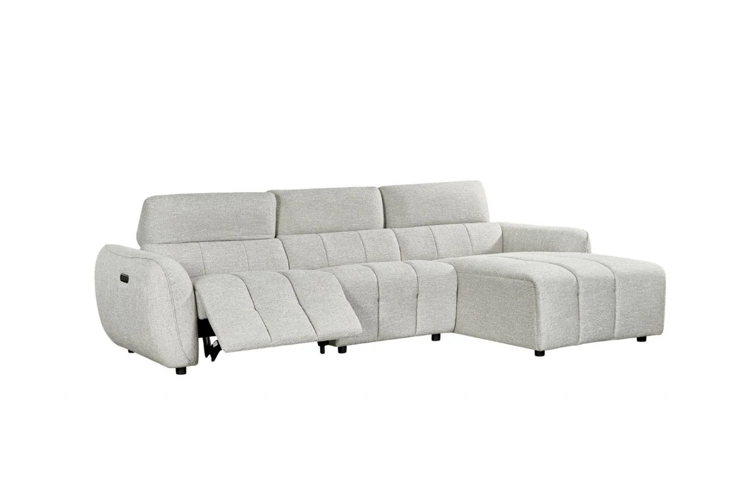 Silver Fabric Electric Recliner Corner Sofa Right Hand Sofa - Image 2
