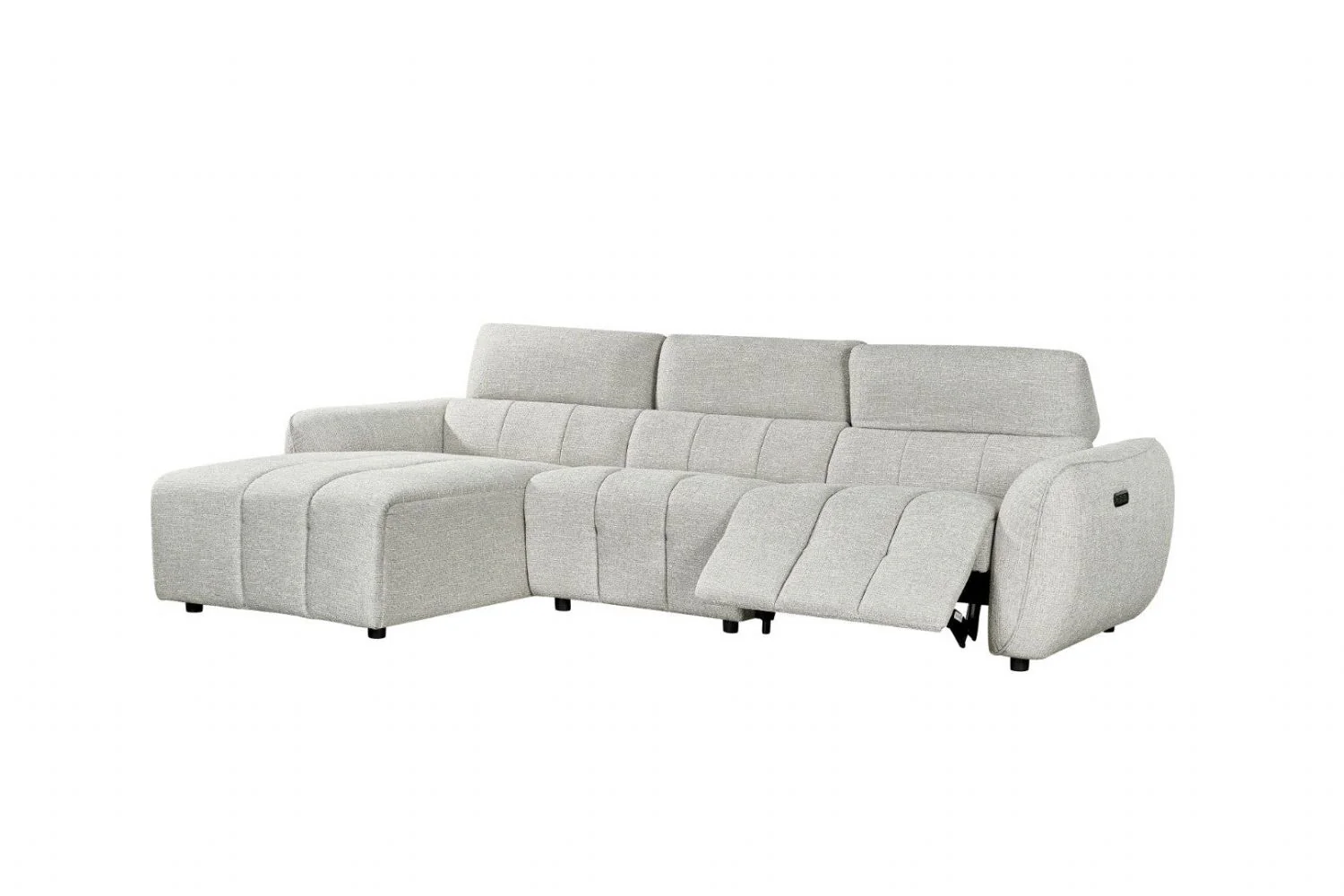 Silver Woven Fabric Left Hand Facing Electric Recliner Sofa - Image 2