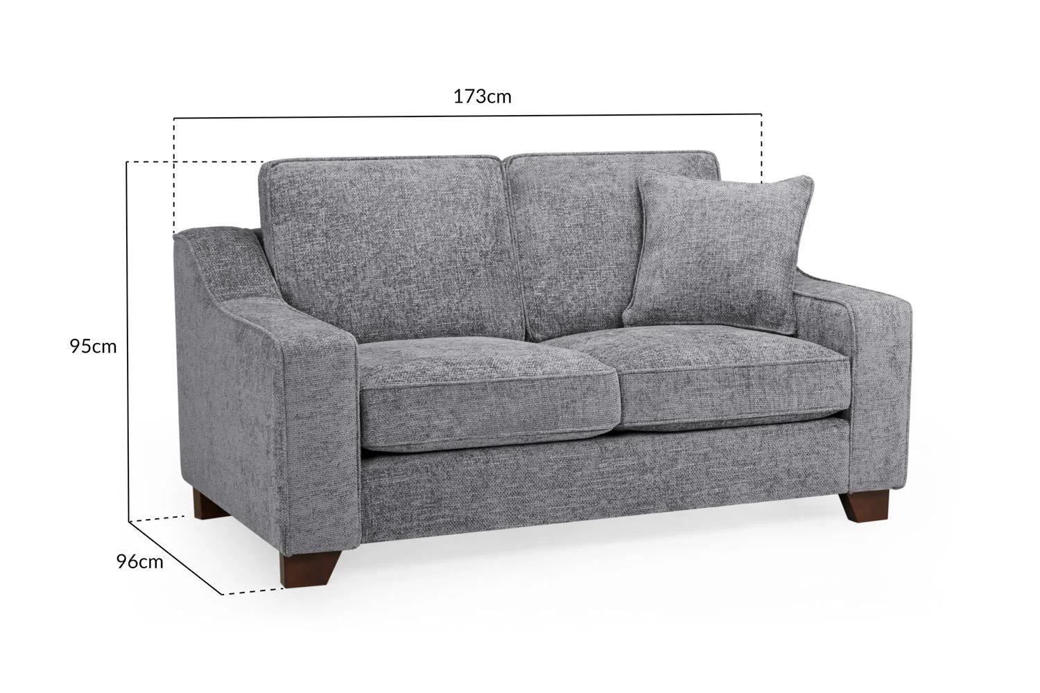 Slate Grey Fabric 2 Seater Sofa Walnut Wooden Feet - Image 3