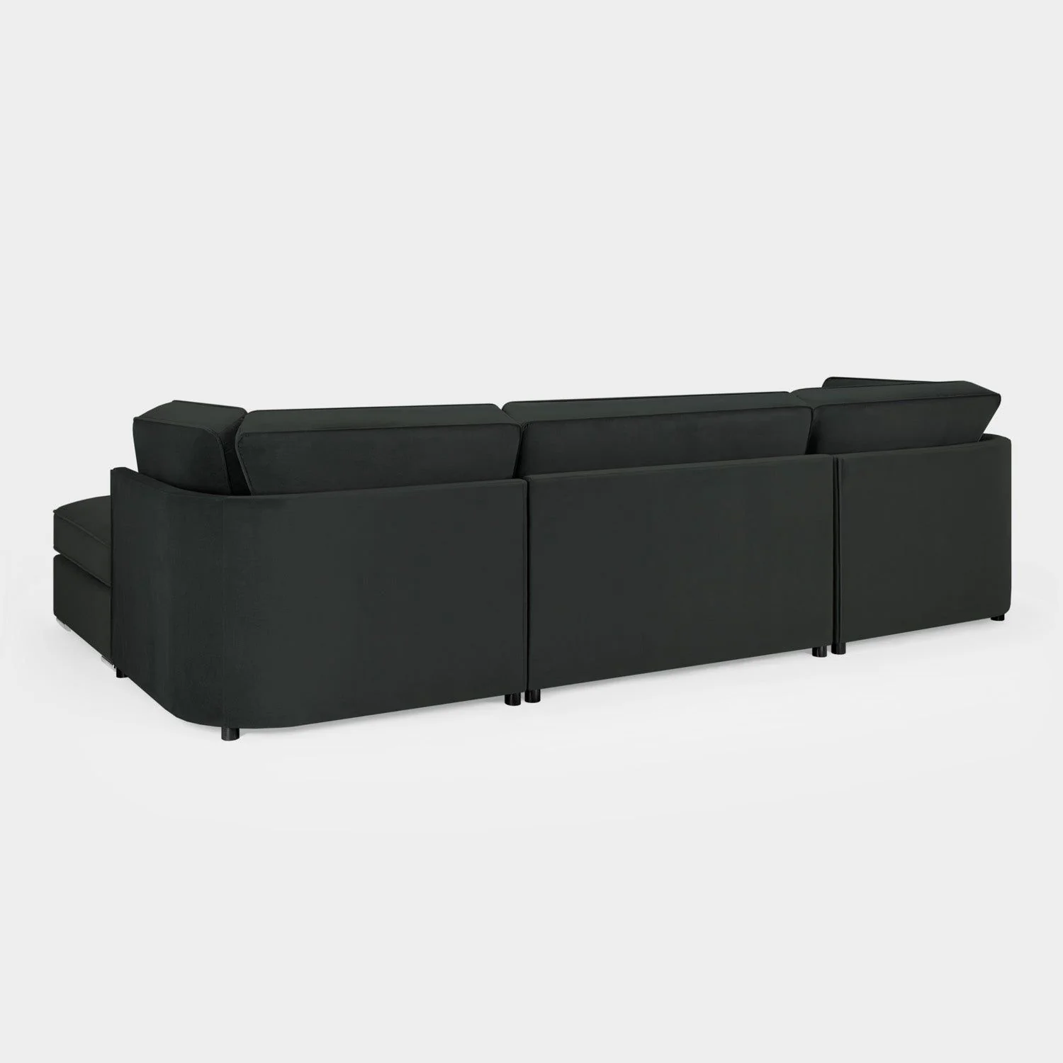 Slate Grey Velvet U Shape Corner Group Sofa with Footstool - Image 3
