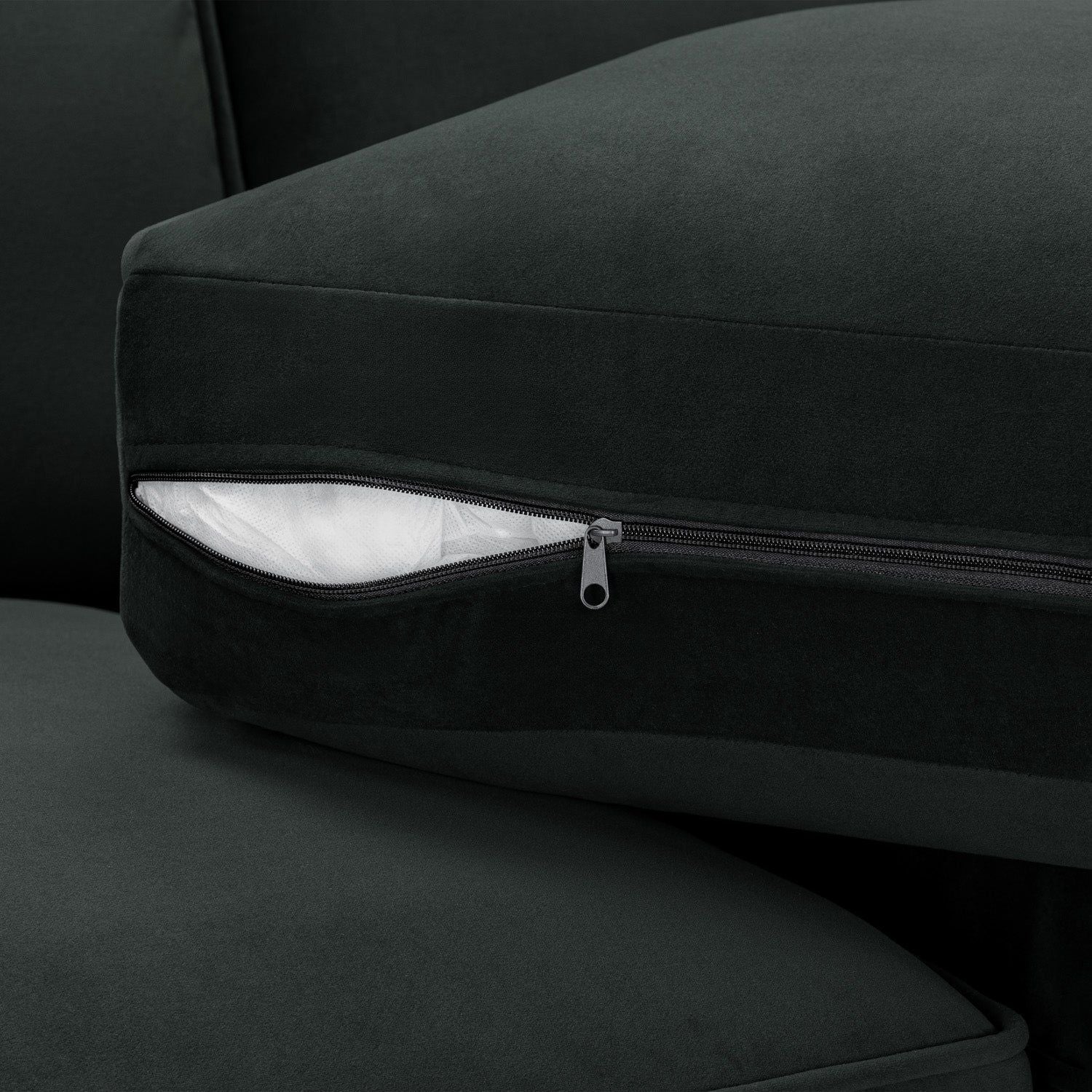Slate Grey Velvet U Shape Corner Group Sofa with Footstool - Image 5