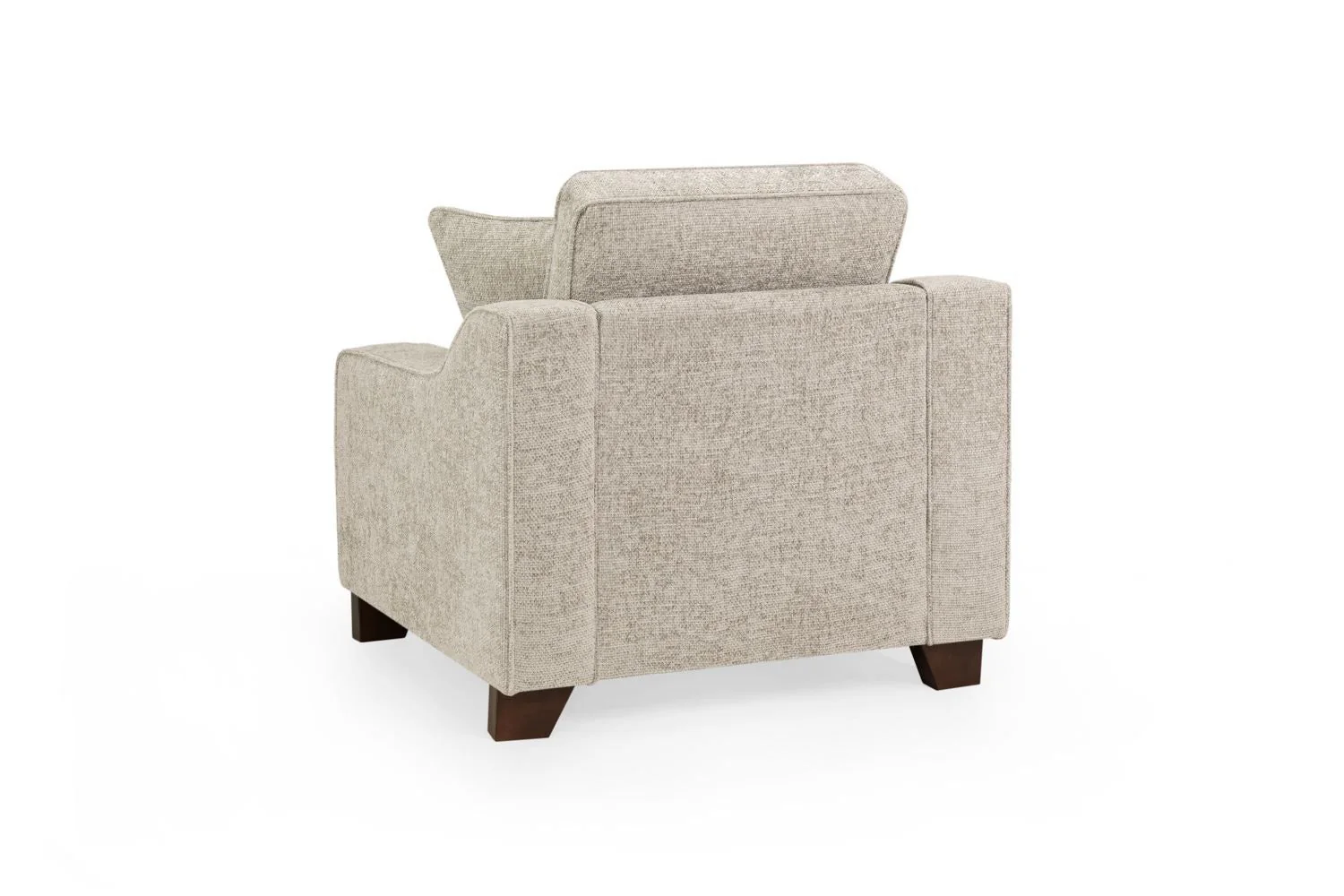 Stone Fabric Armchair with Dark Wooden Feet - Image 2