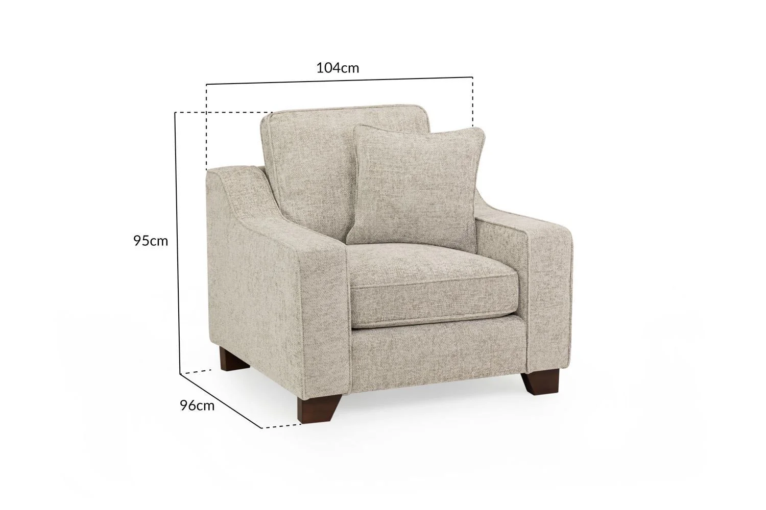 Stone Fabric Armchair with Dark Wooden Feet - Image 3