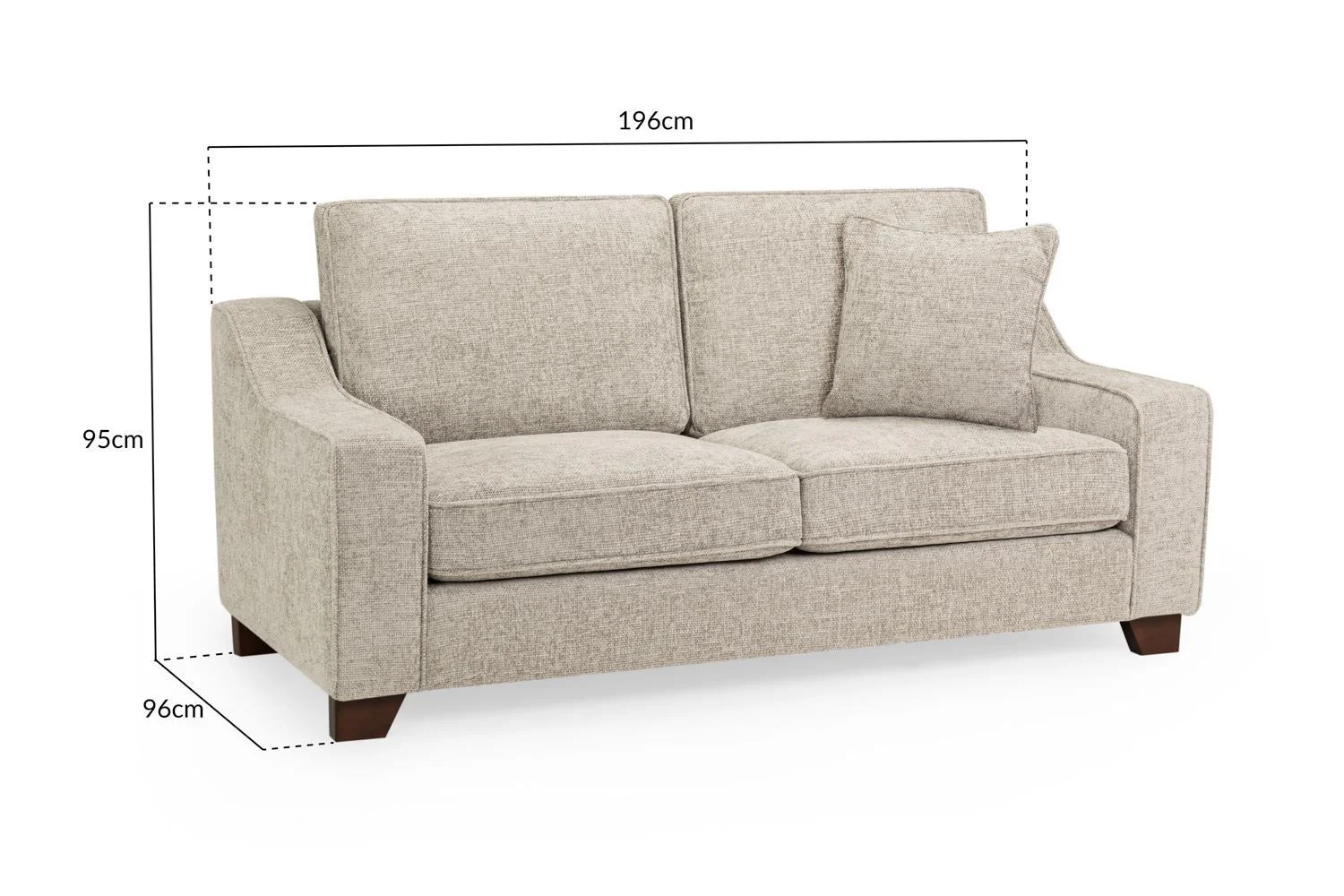 Stone Fabric Standard Back 3 Seater Sofa - Image 3